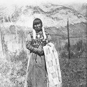 Cover image of Woman at Kootenay Plains, possibly Gussie Abraham